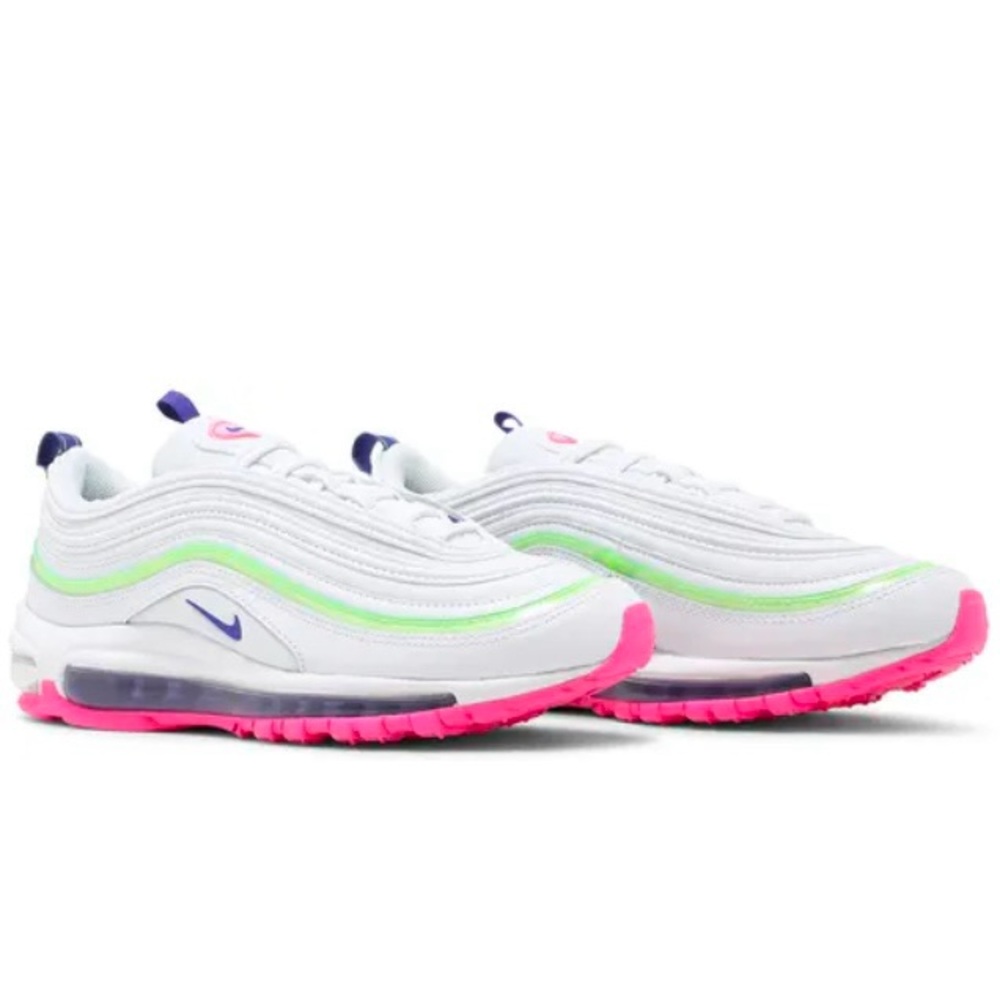 Air Max 97 White, Pink, lime green